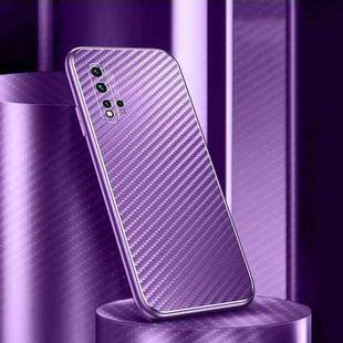 For Huawei nova 5 Metal Frame Carbon Fiber Phone Case(Purple)