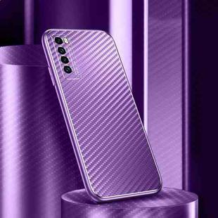 For Huawei nova 7 5G Metal Frame Carbon Fiber Phone Case(Purple)