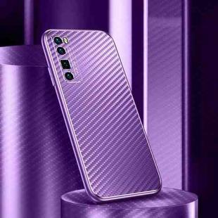 For Huawei nova 7 Pro 5G Metal Frame Carbon Fiber Phone Case(Purple)