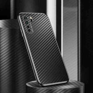 For Huawei nova 7 SE Metal Frame Carbon Fiber Phone Case(Black)