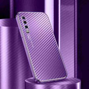 For Huawei P30 Metal Frame Carbon Fiber Phone Case(Purple)