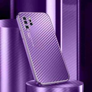 For Huawei P30 Pro Metal Frame Carbon Fiber Phone Case(Purple)