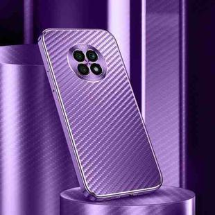 For Honor X20 Metal Frame Carbon Fiber Phone Case(Purple)