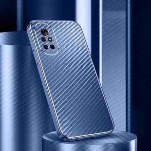 For Huawei nova 8 Metal Frame Carbon Fiber Phone Case(Blue)