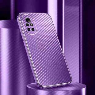 For Huawei nova 8 Metal Frame Carbon Fiber Phone Case(Purple)