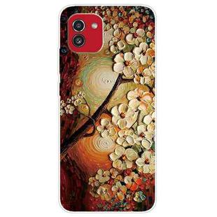 For Samsung Galaxy A03 International Version Shockproof Painted Transparent TPU Protective Phone Case(Oil Painting Magnolia)