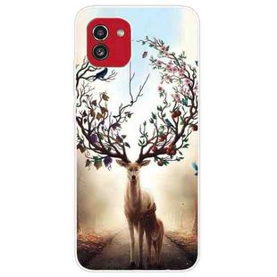 For Samsung Galaxy A03 International Version Shockproof Painted Transparent TPU Protective Phone Case(Dream Deer)