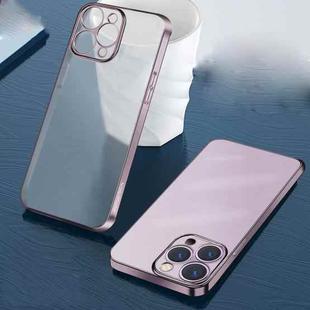 For iPhone 12 Wing Plating Series Semi-transparent Frosted Phone Case(Pink)