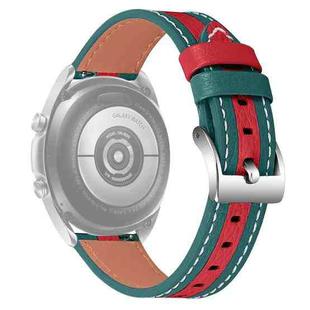 20mm Universal Color Matching Leather Watch Band(Green Red)