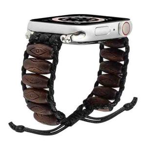 Wooden Bead Watch Band For Apple Watch Series 8&7 41mm / SE 2&6&SE&5&4 40mm / 3&2&1 38mm(Dark Brown Diamond Eyes)
