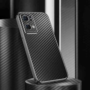 For OPPO Reno7 Pro 5G Metal Frame Carbon Fiber Phone Case(Black)