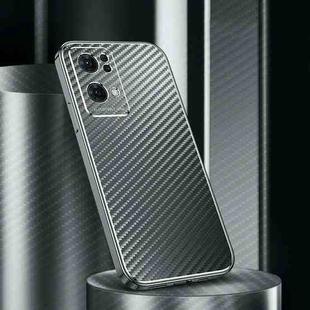 For OPPO Reno7 Pro 5G Metal Frame Carbon Fiber Phone Case(Grey)