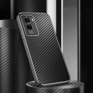For vivo Y55s 5G Metal Frame Carbon Fiber Phone Case(Black)