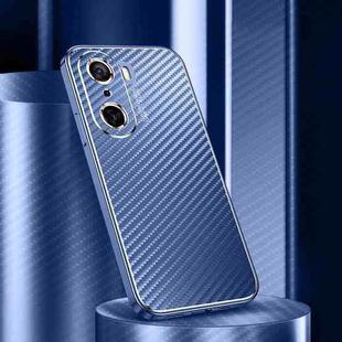 For Honor 60 Pro Metal Frame Carbon Fiber Phone Case(Blue)