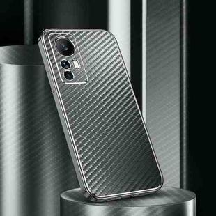 For Xiaomi 12 Pro Metal Frame Carbon Fiber Phone Case(Grey)