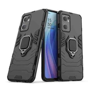 For OPPO Reno7 5G International Version Shockproof PC + TPU Protective Phone Case with Magnetic Ring Holder(Black)