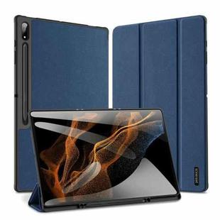 For Samsung Galaxy Tab S8 Ultra DUX DUCIS Domo Series Cloth Texture Magnetic Leather Tablet Case(Blue)