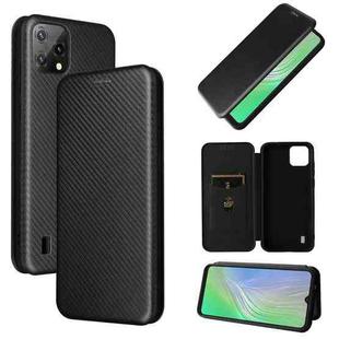 For Blackview A55 Carbon Fiber Texture Horizontal Flip PU Phone Case(Black)