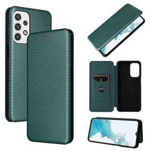 For Samsung Galaxy A23 5G Carbon Fiber Texture Horizontal Flip PU Phone Case(Green)