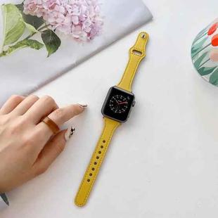 Flat Texture Leather Watch Band For Apple Watch Series 8&7 41mm / SE 2&6&SE&5&4 40mm / 3&2&1 38mm(Yellow)