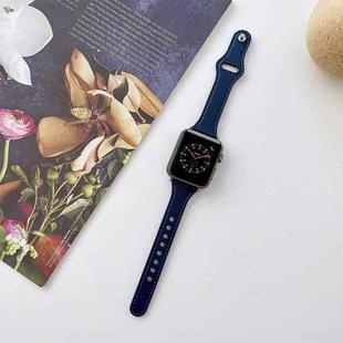 Flat Texture Leather Watch Band For Apple Watch Series 8&7 41mm / SE 2&6&SE&5&4 40mm / 3&2&1 38mm(Blue)
