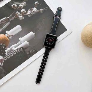 Flat Texture Leather Watch Band For Apple Watch Series 8&7 41mm / SE 2&6&SE&5&4 40mm / 3&2&1 38mm(Black)