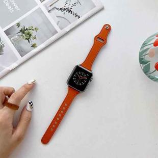 Flat Texture Leather Watch Band For Apple Watch Ultra 49mm / Series 8&7 45mm / SE 2&6&SE&5&4 44mm / 3&2&1 42mm(Orange)