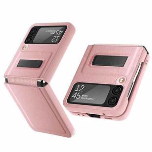For Samsung Galaxy Z Flip3 5G Litchi Texture Hinge Holder Phone Case(Pink)