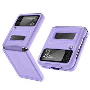 For Samsung Galaxy Z Flip3 5G Litchi Texture Hinge Holder Phone Case(Purple)