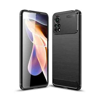 For Xiaomi Poco X4 Pro 5G Brushed Texture Carbon Fiber TPU Phone Case(Black)