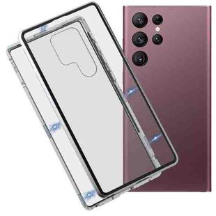 For Samsung Galaxy S22 Ultra 5G HD Magnetic Metal Tempered Glass Phone Case(Silver)