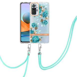 For Xiaomi Redmi Note 10 Pro Max / Note 10 Pro Flowers Series TPU Phone Case with Lanyard(Blue Rose)