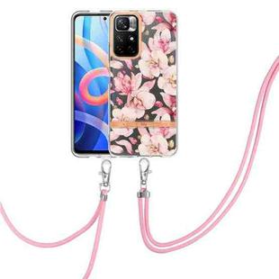 For Xiaomi Redmi Note 11 5G / Poco M4 Pro 5G Flowers Series TPU Phone Case with Lanyard(Pink Gardenia)