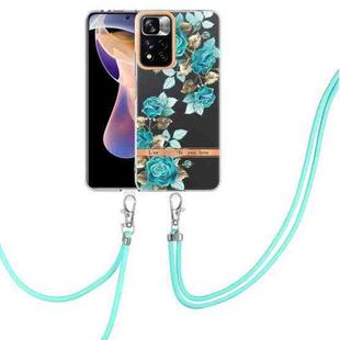 For Xiaomi Redmi Note 11 Pro / Redmi Note 11 Pro+ Flowers Series TPU Phone Case with Lanyard(Blue Rose)