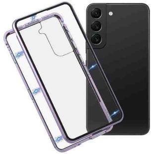 For Samsung Galaxy S21 FE 5G HD Magnetic Metal Tempered Glass Phone Case(Purple)