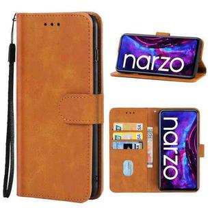 Leather Phone Case For OPPO Realme Narzo 30 Pro(Brown)