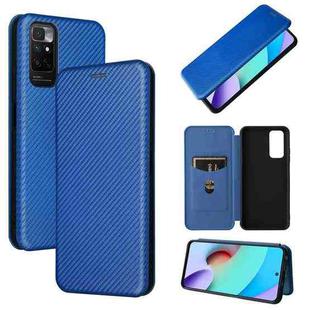 For Xiaomi Redmi Note 11 / Note 11S Global Carbon Fiber Texture Horizontal Flip PU Phone Case(Blue)