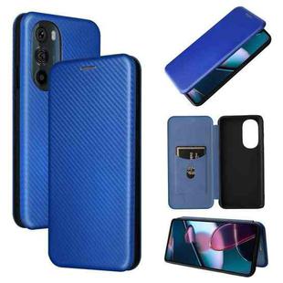 For Motorola Edge X30 Carbon Fiber Texture Horizontal Flip PU Phone Case(Blue)