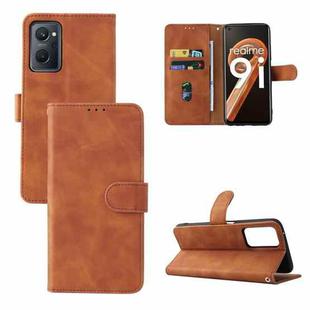 For OPPO Realme 9i / A36 Skin Feel Magnetic Buckle Leather Phone Case(Brown)