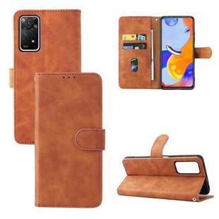 For Xiaomi Redmi Note 11 Pro 5G Foreign Version / Note 11 Pro+ 5G Skin Feel Magnetic Buckle Leather Phone Case(Brown)