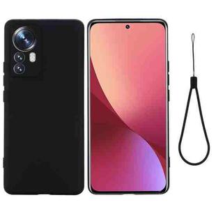 For Xiaomi 12 Pro Pure Color Liquid Silicone Phone Case(Black)