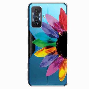 For Xiaomi Redmi K50 Gaming Painted Transparent Shockproof TPU Phone Case(Sun Flower)