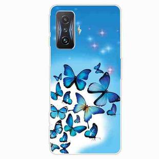 For Xiaomi Redmi K50 Gaming Painted Transparent Shockproof TPU Phone Case(Blue Butterfly)
