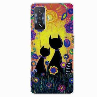 For Xiaomi Redmi K50 Gaming Painted Transparent Shockproof TPU Phone Case(Oil Painting Black Cat)