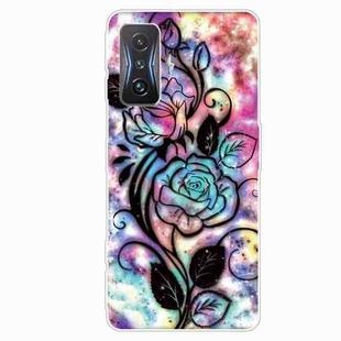 For Xiaomi Redmi K50 Gaming Painted Transparent Shockproof TPU Phone Case(Starry Rose)