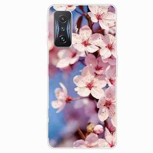 For Xiaomi Redmi K50 Gaming Tempered Glass + TPU Border Phone Case(Cherry Blossoms)