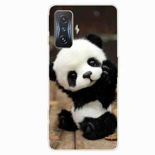 For Xiaomi Redmi K50 Gaming Shockproof Painted Transparent TPU Phone Case(Say Hello Panda)