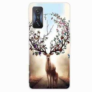 For Xiaomi Redmi K50 Gaming Shockproof Painted Transparent TPU Phone Case(Dream Deer)