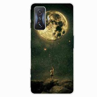 For Xiaomi Redmi K50 Gaming Shockproof Painted Transparent TPU Phone Case(Pull the Moon)