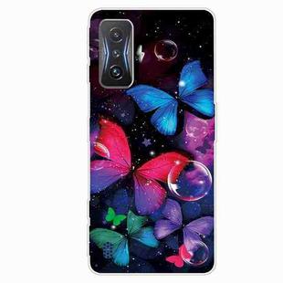 For Xiaomi Redmi K50 Gaming Shockproof Painted Transparent TPU Phone Case(Bubble Butterflies)